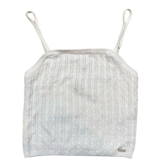 Hollister brand White Cable Knit Cropped Tank Top a‎ size Small - Picture 1 of 11